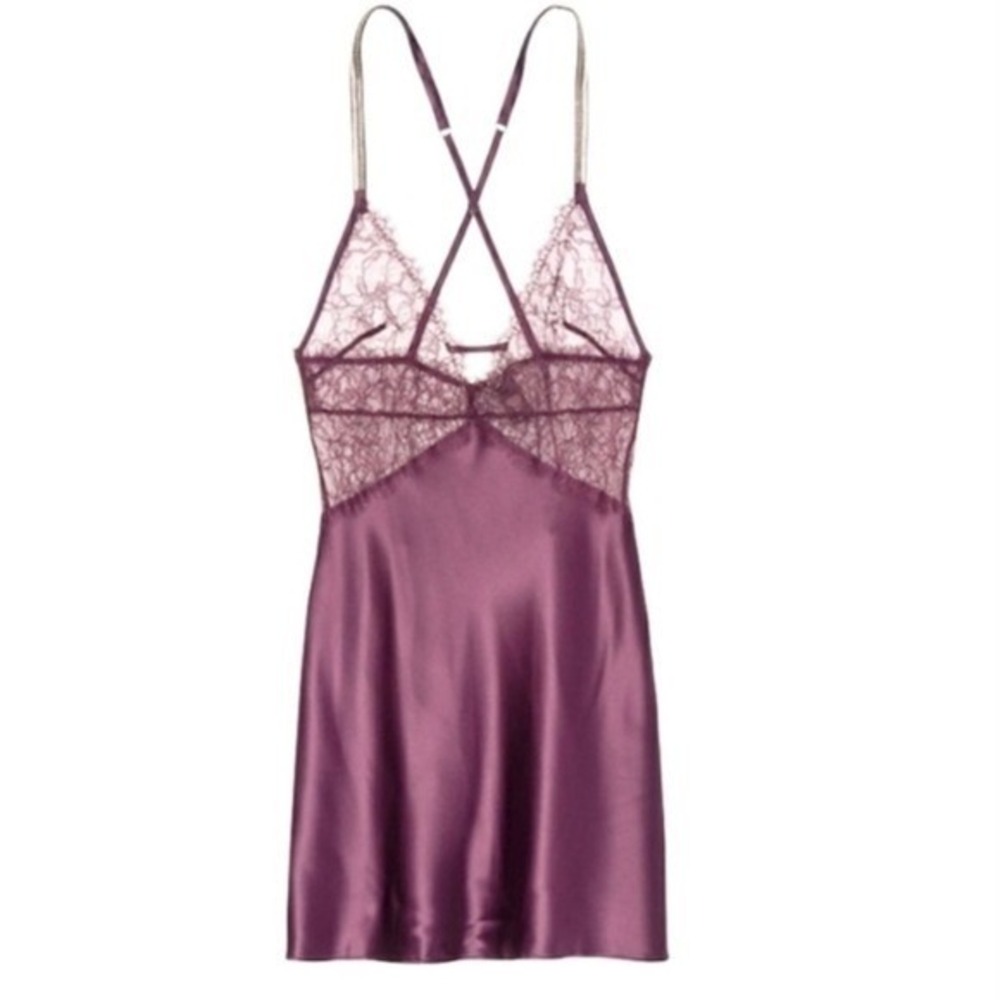 Victoria's Secret‎ Satin and Lace Slip Dress Nightgown Size L Maroon